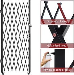 Double Folding Security Gate 85″ H x 150″ W with Keys Aluminium Mesh