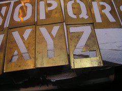 Vintage CH Hanson 45 Brass Stencils 4” Letters Numbers +Punctuation with OLD Box