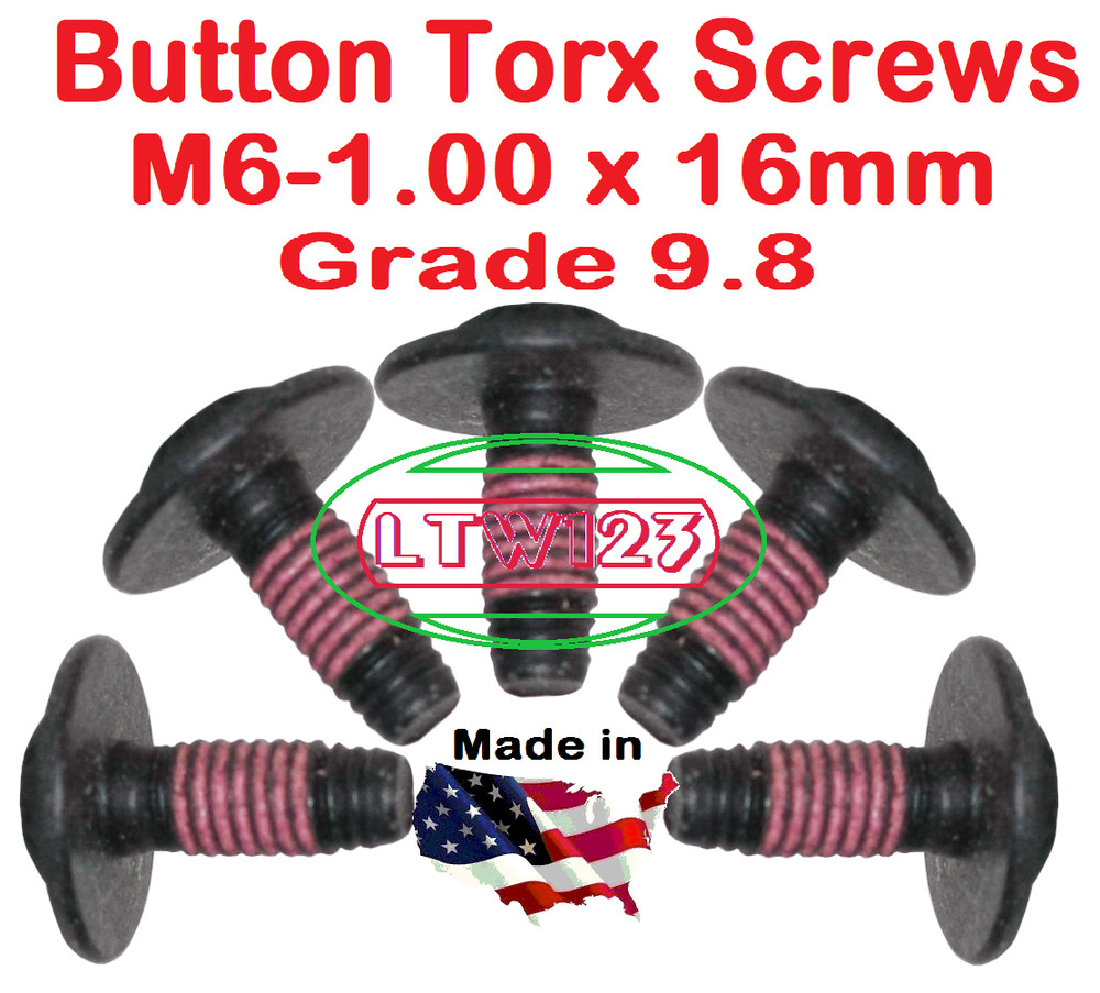 (5 Pieces) M6-1.00 x 16mm Button Screw , torx, Thread Seal.