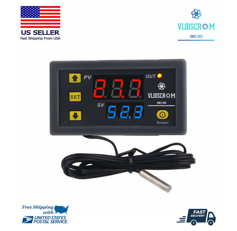 High Precision Digital Temperature Thermostat Controller Red Blue W3230 AC 110V
