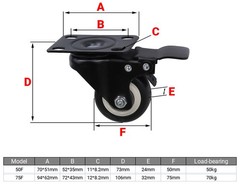 4PCS Locking Casters Heavy Duty Wheels with Flat Plate Swivel Casters with Brake