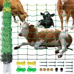 Electric Netting Fence Kits Goat Sheep Fencing 49.6″H x 164’L with Posts Spikes