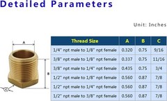 1/2″ NPT Male x 1/4″ 1/2" npt male to 1/4" female, Brass