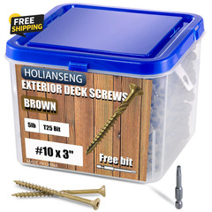 Deck Screws 3 Inch, #10 X 3, 5Lb, Rust Resistant, Brown Epoxy Coated