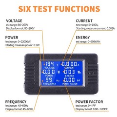 80-260V 100A AC Multi-meter, LCD Display Amp Volt Meter Energy Monitor Panel Kit