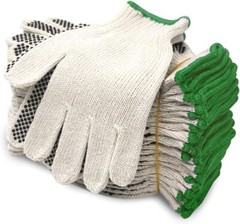 EvridWear Cotton Polyester String Knit Work Gloves With One Side Dots, 12 Pairs