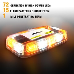 WINECO AMBER WHITE 72LED Roof Top Strobe Lights, High Visibility Emergency