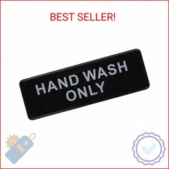 Winco Information Sign, “Hand Wash Only”, 3″ x 9″, Black