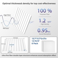BSHEAD 8 Pack Large Soundproof Wall Panels, 15.7 x 15.7 x 0.47 in Sound Proof…