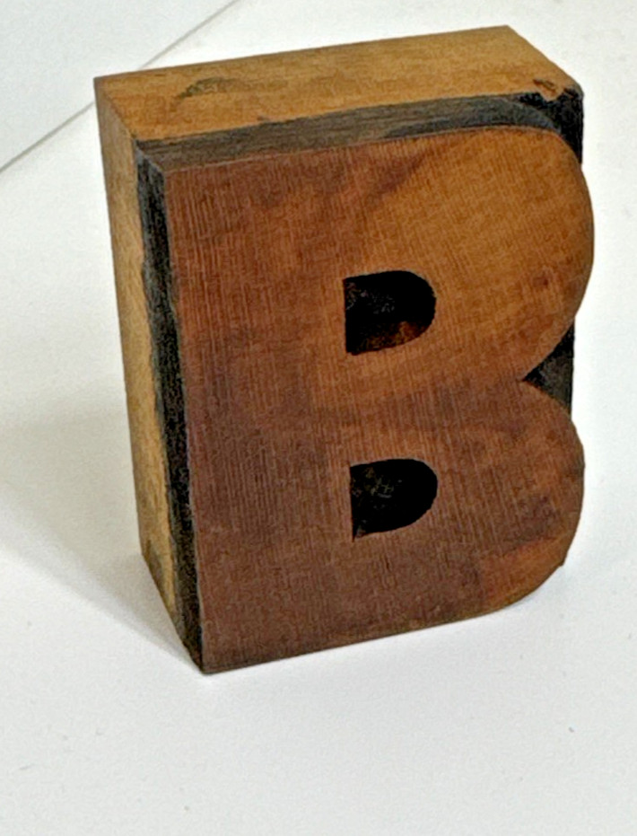Vintage Letterpress WOOD LETTER B “B” PRINT TYPE Printing 2″