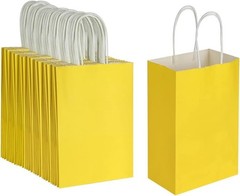 100 Pack 5.25×3.25×8.25 Inch Small Yellow Kraft Paper Bags with Handles Bulk …