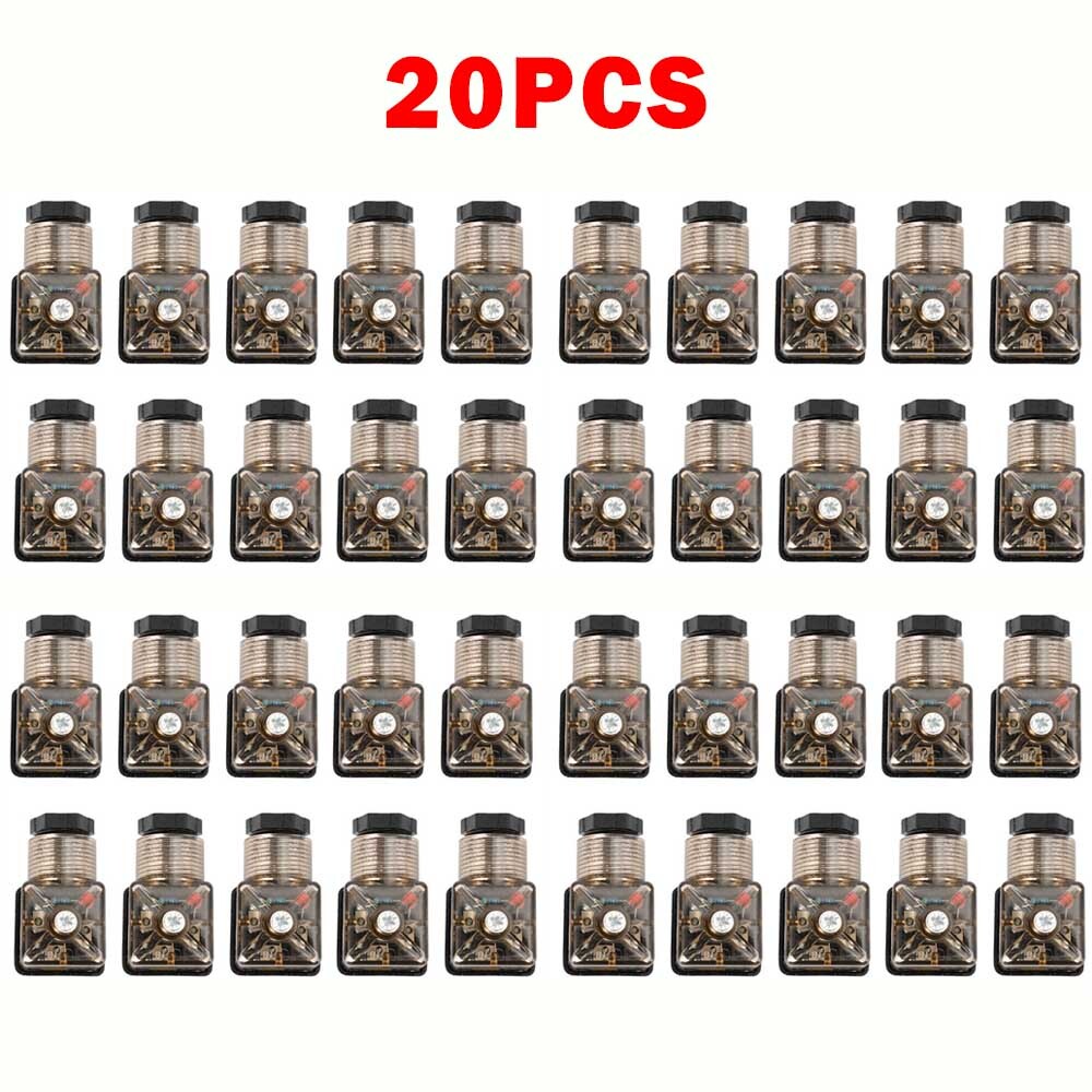 20PCS Din 43650-A PG11 Solenoid Coil Connector Socket With Led 24V Dc 24 Pole