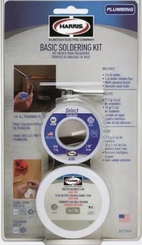 HARRIS 331769, 4 oz Plumbing Solder Kit with Flux, Brush & Abrasive Cloth