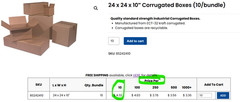 120-SKID 24” x 24” x 10″ Corrugated Boxes 200 LB. TEST Single Wall S-4908