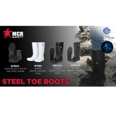 Rubber Fishing Hunting Boots Black Waterproof PVC Mens Work Mud Dirt w/Steel Toe