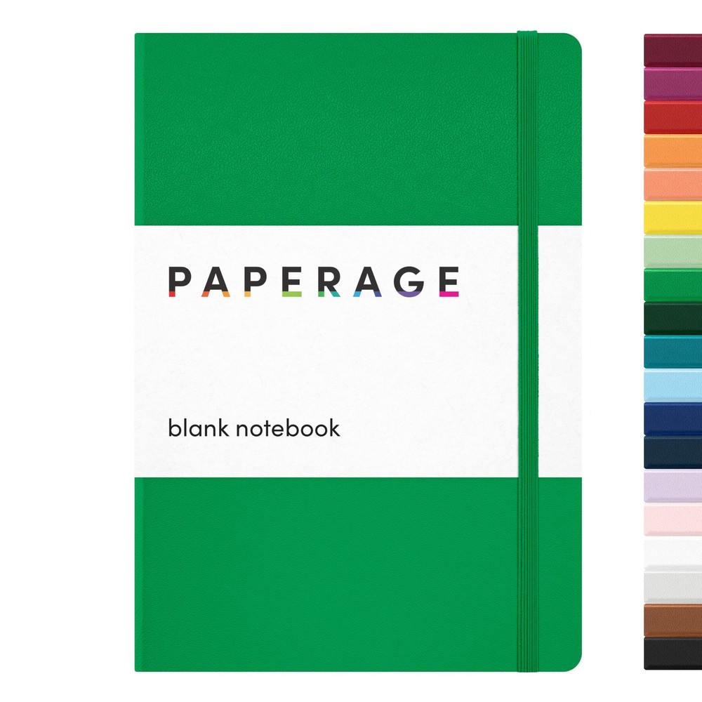 PAPERAGE Blank Journal Notebook (Green) 160 Pages Medium 5.6 in x 8 in 100 GSM