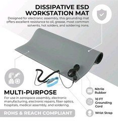 MWRF Source ESD Mat Kit with Wrist Strap and Grounding Cord 20×24 GRAY