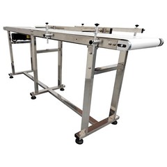 110V 82.7″*7.8″ Food Grade White PU Belt Conveyor Stainless Steel Body 120W