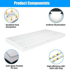 2 Pack 100W LED Linear High Bay light 2FT Commercial Warehouse Lights 100-277V