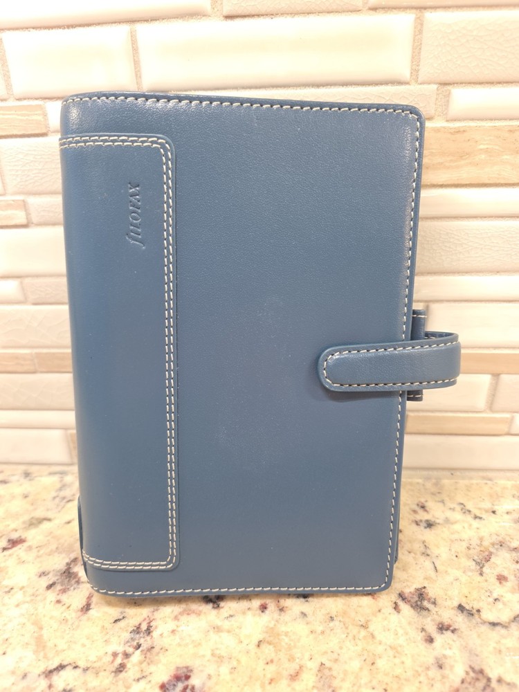 Filofax Holborn Personal Size Blue Deluxe Leather Ring Organizer / Planner