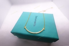 New.TiIffany&Co.T Smile-Small Diamond&Pendant 18K Gold 38cm Necklace Case