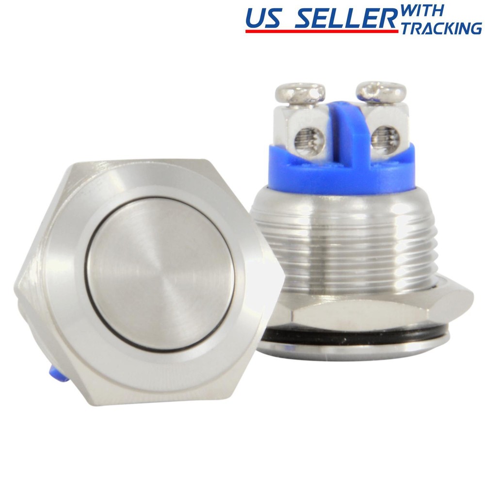 16mm Starter Switch / Boat Horn Momentary Push Button Stainless Steel Metal