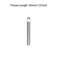 Fully Threaded Rod 5-Pack M6 x 40mm 1mm Pitch 304 Stainless Steel