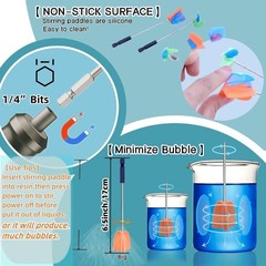 4 PCS Silicone Resin Mixer Paddles for Drill, Epoxy Mixer Attachment for Drill