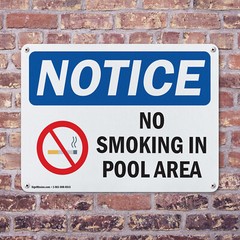 (2 Pack) No Smoking In Pool Area OSHA Notice Sign Decal Metal Plastic