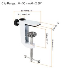 0.47″ Hole Dia Universal C-Clamp Table Lamp Mic Arm Mount Desk Clamp White