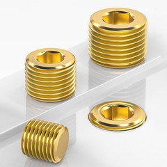 Brass Pipe Plug Male Thread Hexagon Internal Head Socket Fitting Brass Cap Bung