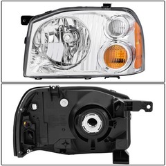 Headlight Assembly Pair 2001-2004 Nissan Frontier Halogen Chrome Amber NI2503130
