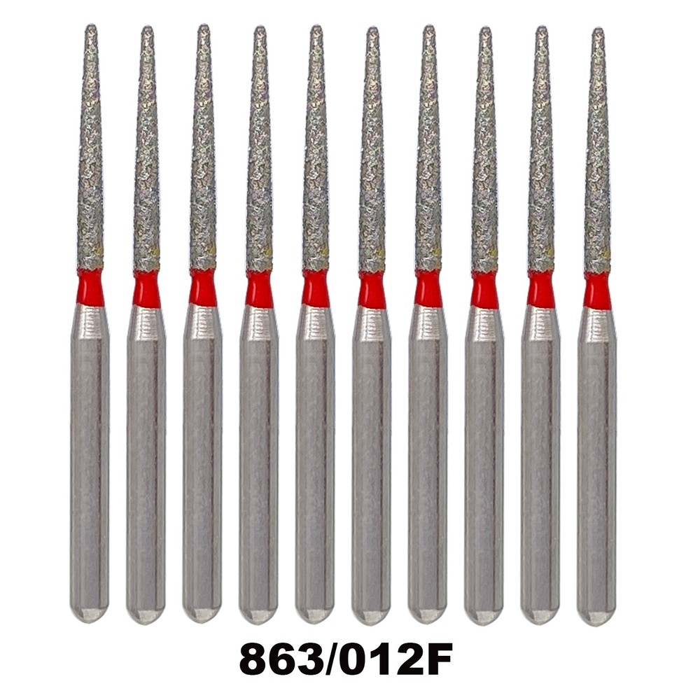 Dental Diamond Burs FG Flame Diamond Bur Fine Grit Red 863/012F High Speed