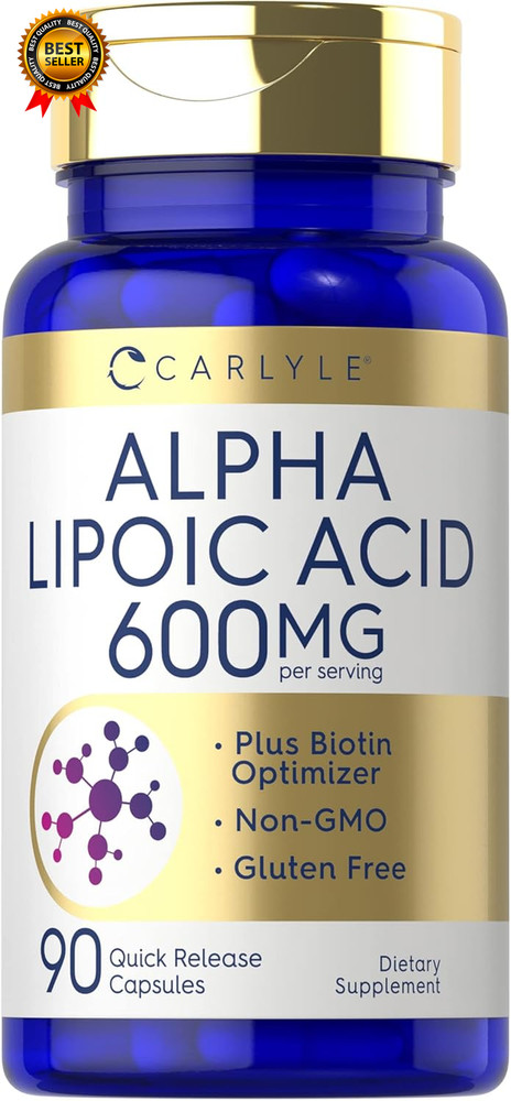 Alpha Lipoic Acid 600Mg plus Biotin Optimizer 90 Capsules Non-Gmo & Gluten Free