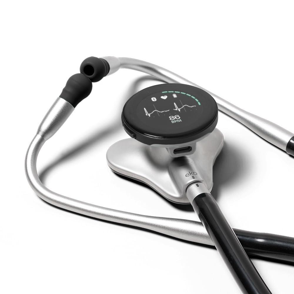 Eko CORE 500 Digital Stethoscope 40x Amp 3-Lead ECG FDA-Cleared Silver