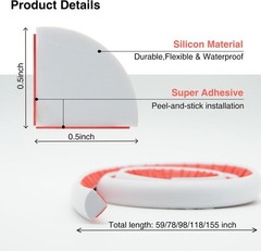 Silicone Flexible Quarter Round Molding, Self Adhesive Peel and Stick Waterproof