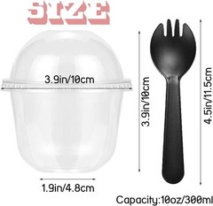 50 Pack 10oz Plastic Cups with Dome Lids(No Hole) 50 Count (Pack of 1), Clear