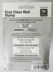 RARE UNITED STATES POST OFFICE FIRST CLASS MAIL RUBBER STAMP IN ORIGINAL PACKAGE
