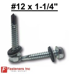 #12-14 x 1-1/4″ Hex Rubber Washer Self Drilling Screws Roofing Siding 5/16″ Dr.
