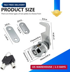 US General 5/8 Inch Black Toolbox Lock Replacement, Keyed Alike Cabinet Cam