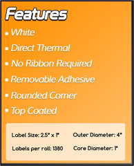 Officesmartlabels – 2.5″ X 1″ Removable Direct Thermal Labels – Compatible with