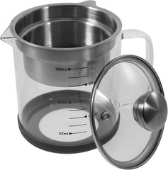 Soy Milk Filter Pot with Fine Mesh Strainer 7.48X6.29X4.72In Glass Container