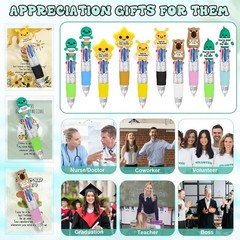 50 Sets Positive Back to School Gifts Multicolor Pens 4-in-1 with Support Car…
