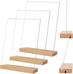8.5×11 Acrylic Wood Display Stand 3 Pack T/L Vertical Slant Back Wedding Rest…