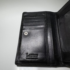 Lauren Ralph Lauren Wallet Black Leather LRL Clutch Compact Card Holder Red VTG