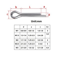 Cotter Pins Split Pins A2 Stainless Steel 1mm 1.5mm 2mm 2.5mm 3mm 4mm Split-Pins