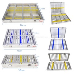 Dental Autoclave Cassette Tray Rack metal Box Instrument Sterilization5/10/20Ins