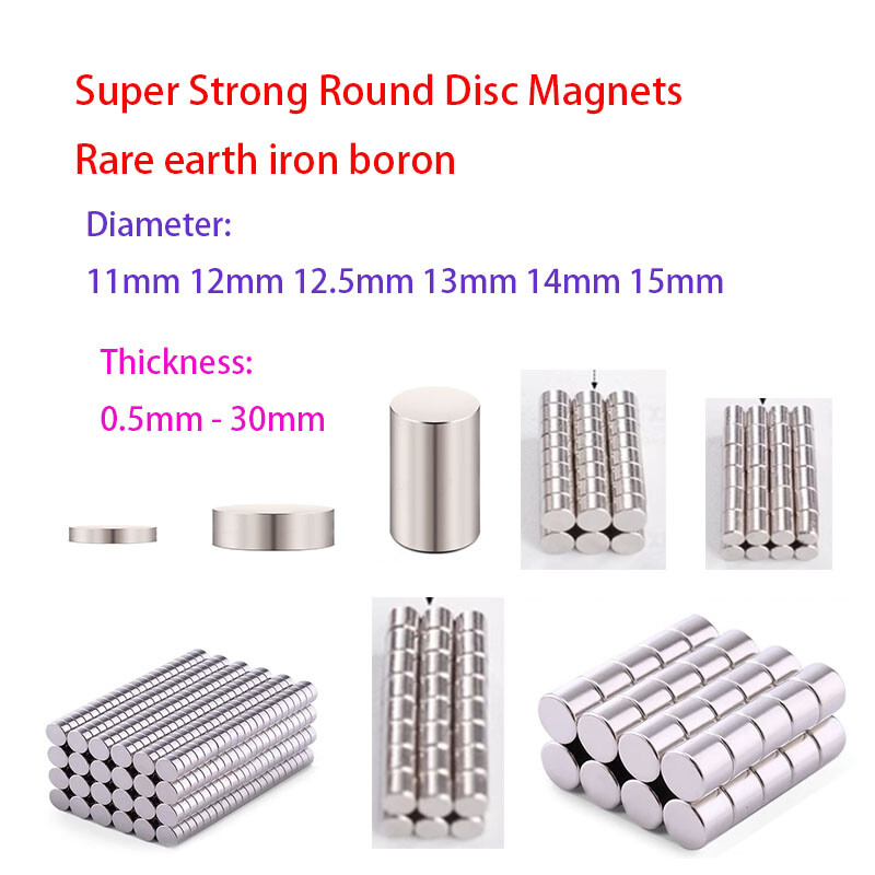 Super Strong Round Disc Magnets Rare-Earth Magnet Dia 11-15mm Thickness 0.5-30mm