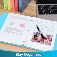 6 Pack 0.5-inch 3-Ring Binder with 2 Interior Pockets, 0.5” Basic Binders Holds