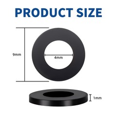 M4 Black Nylon Flat Washers, 4mm ID 9mm OD 1mm Thickness Plastic Sealing Gask…